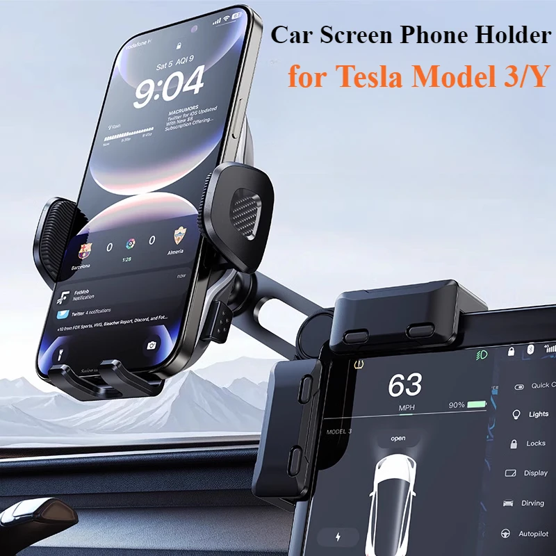 

Hipacool Car Phone Holder Screen Universal Car Display Screen for Tesla Model 3 Y 360° Rotate Car Accessories Bracket for iPhone