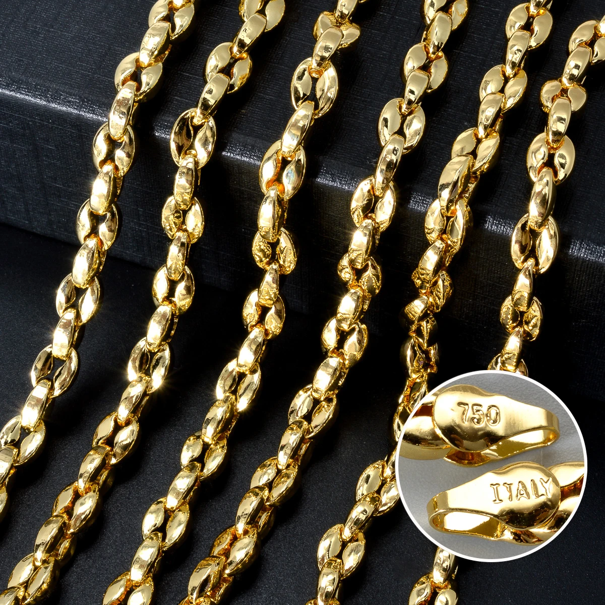 Meistverkaufte Italienische 750 Herren- und Damen-Halskette 18k Vergoldeter Rock Hip-Hop Bankett-Schmuck Accessoires