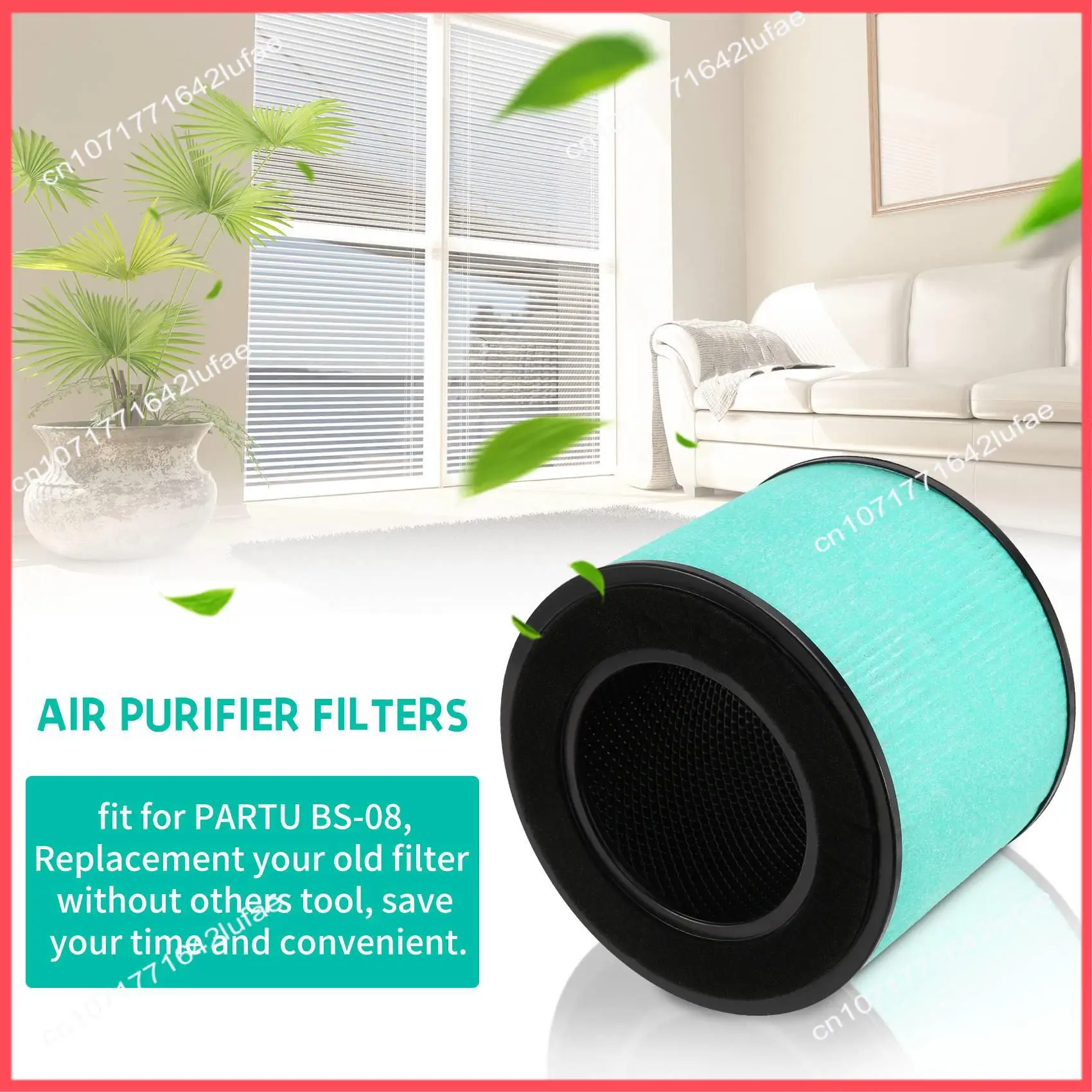 

B52C 2 Pack Replacement HEPA Filter Compatible For PARTU BS-08, 3 In 1 Filtration High Efficient Activated Carbon HEPA Filter