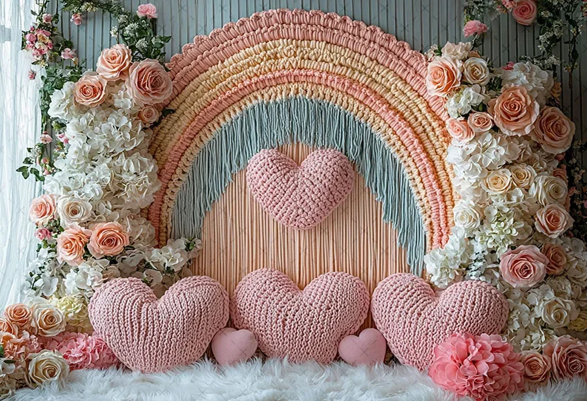 

Mehofond Photography Background Valentine's Day Boho Floral Love Kids Birthday Cake Smash Portrait Decor Backdrop Photo Studio