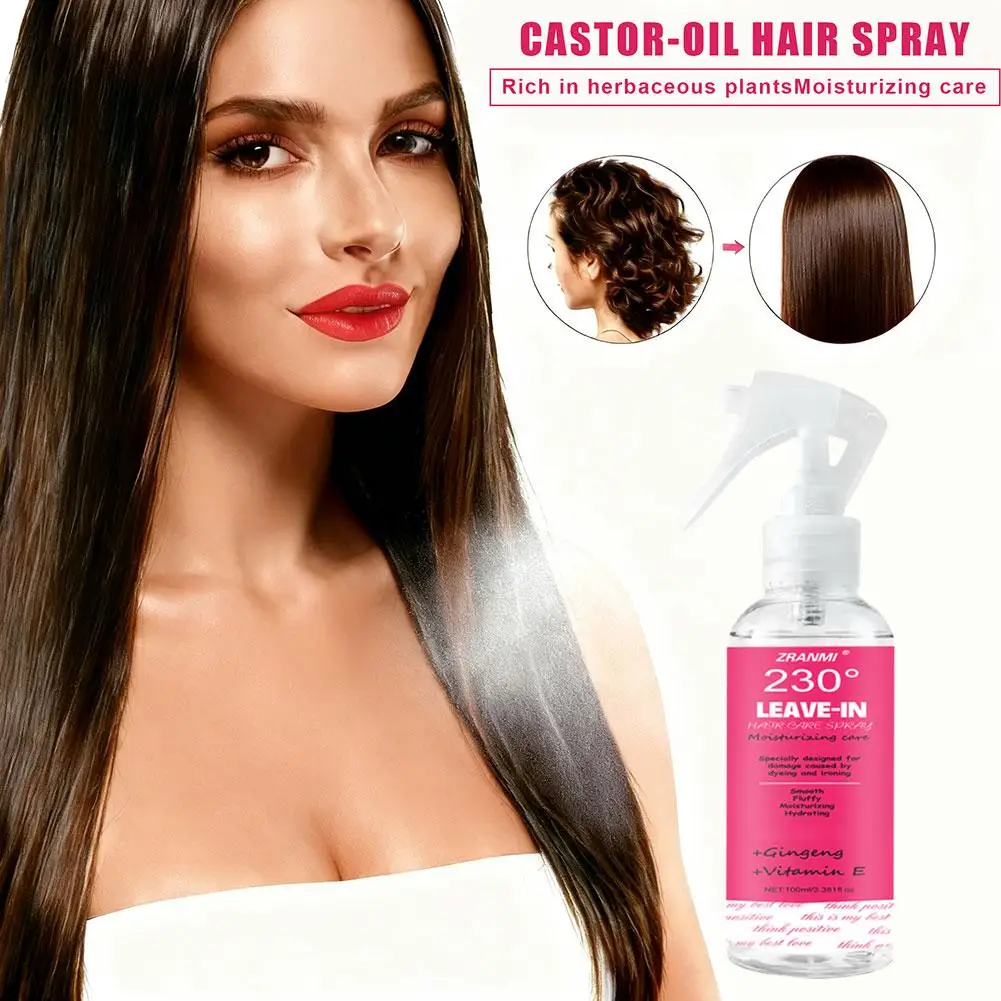 

230° Ginseng, Coconut Oil, And Castor Oil Leave-in Hair Spray - Instant Smoothing Formula Suitable For All Hair Types R4A5