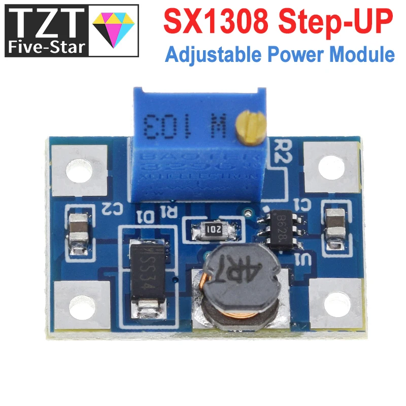 TZT SX1308 2A DC-DC 2-24V to 2-28V Step Up Adjustable Power Module Step Up Boost Converter for DIY Kit