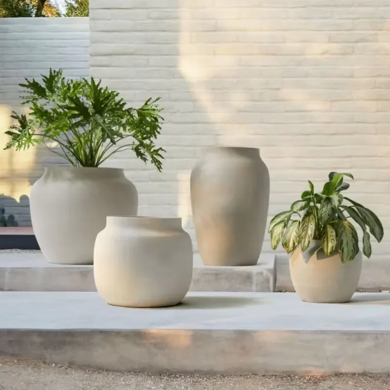 for Big Fiber Clay Flower Pot Balcony Fiberglass Giant Pots House Interior Hotel Decorative Pot De Fleur