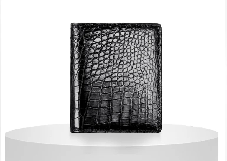 100% Genuine crocodile skin wallet bank cards case alligator belly leather purse credit card purse black color