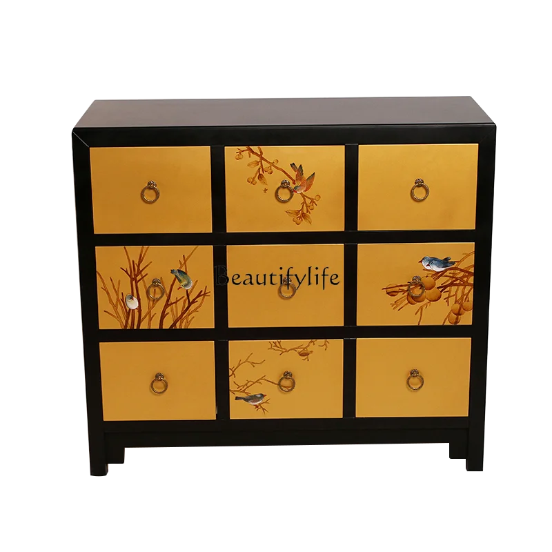 

New Chinese-style painted entrance cabinet, foyer cabinet, hand-painted decorative cabinet