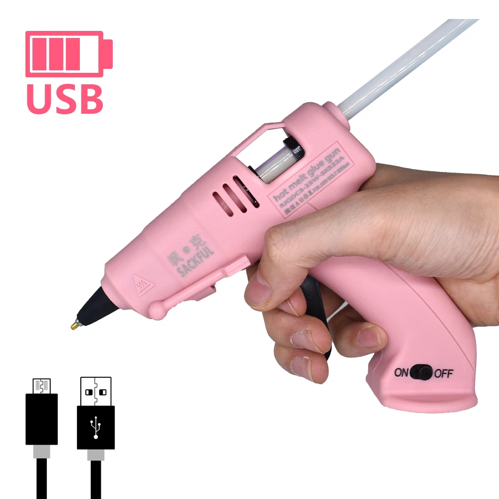 Cordless Hot Melt Glue Gun Child Hand Crafts Home DIY Repair Use 7mm Glue Stick Wireless Glue Gun 3.6V 2000mAh 60 min use time