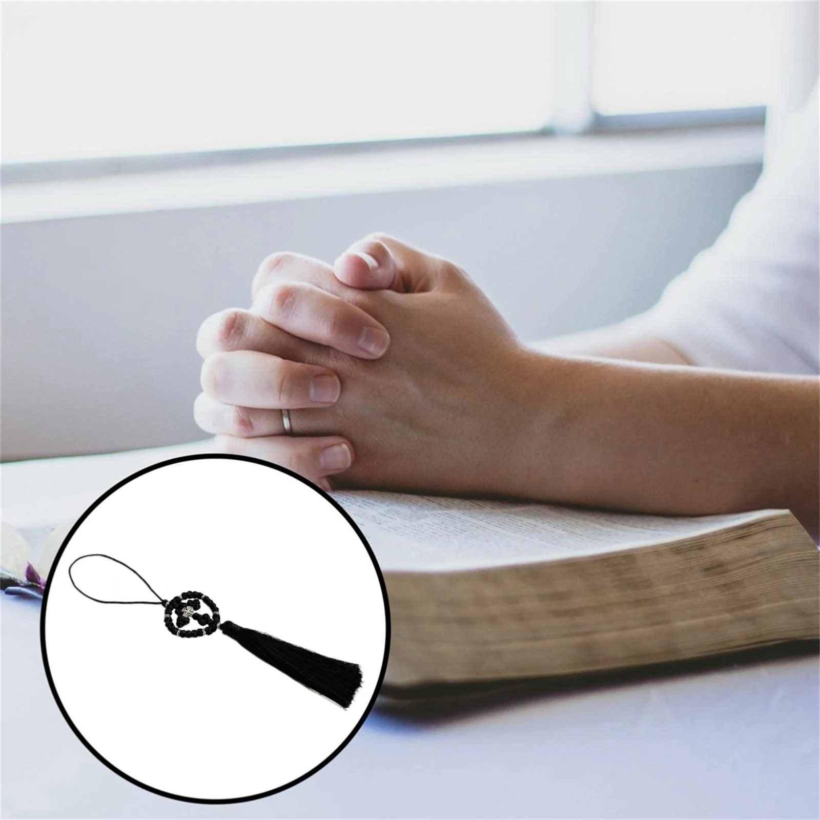 Black Chotki Christian Orthodox Prayer Rope, Greek Omboskoini knot,Protection Blessing Cross Greek Orthodox Gifts Car Hanging