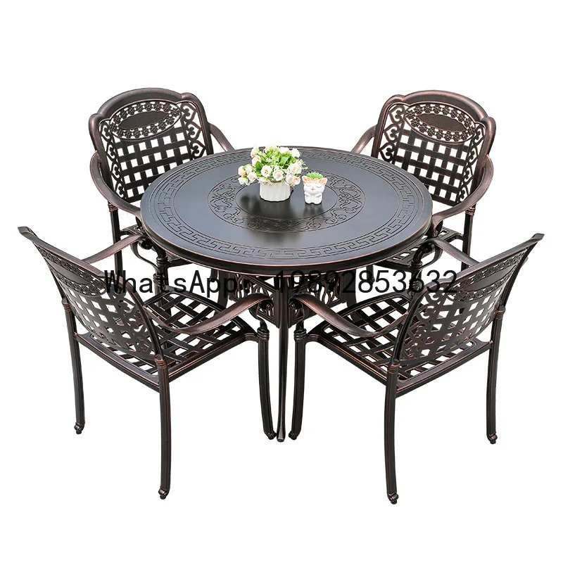 YFY Outdoor Cast Aluminum Table and Chair Set Courtyard Outdoor Simple Table and Chair Combination Aluminum Alloy Villa Garden