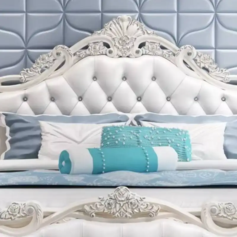 غرفة نوم إطار سرير أوروبي مصمم تخزين وحدات فاخرة على الطراز الأوروبي سرير الجمال منضدة Cama De Casal أثاث الشمال #5