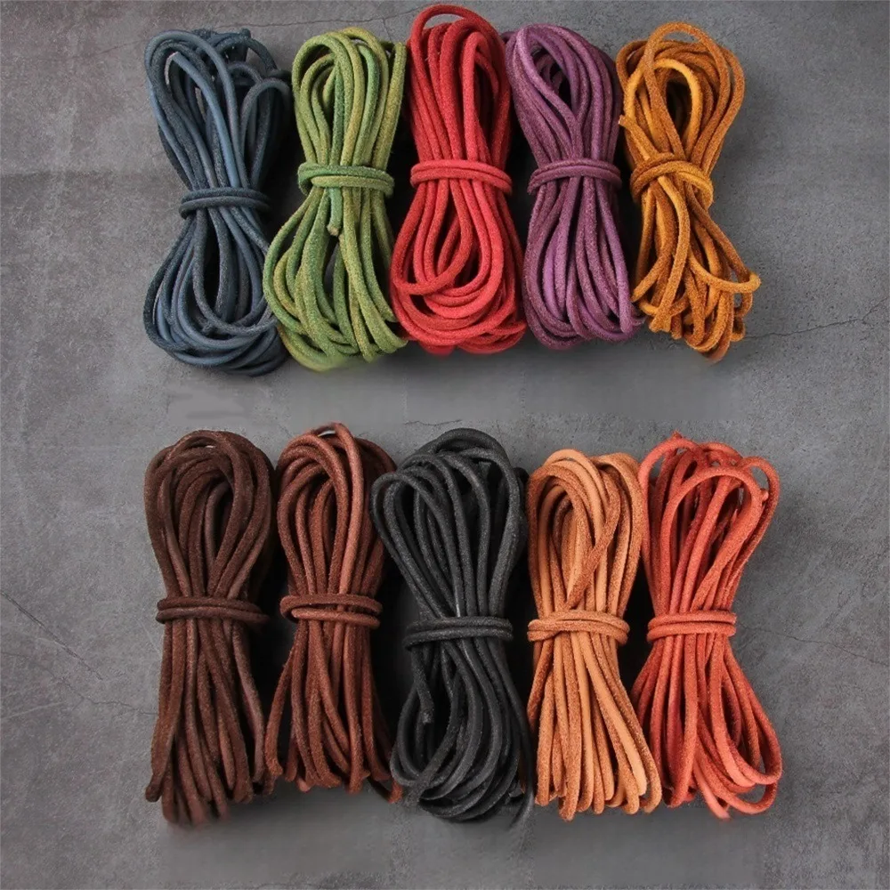 Making Jewelry Accessories 5meter 3mm Leather Cord Roud Clourful Bracelet String Making Necklace DIY Bracelets String Rope