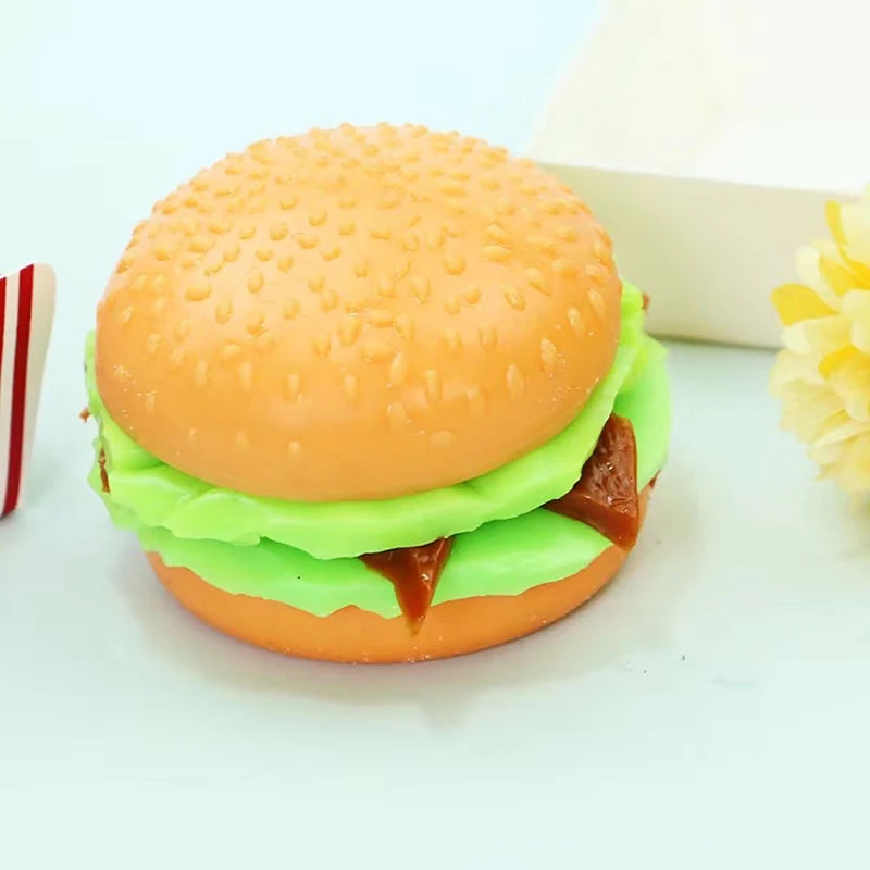 3D Squishy Burger Stress Relief Brinquedo, Squishy Hamburger, TPR Descompressão, Squeeze Ball, Sensorial Presentes, Festa, Adultos