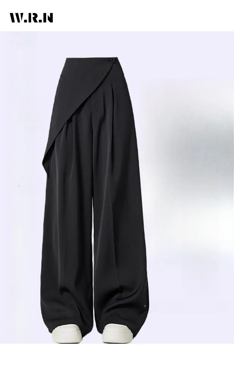 2025 Winter Casual Style Solid Color High Waist Suit Pants Women Fashion Loose Basics Full Length Wide Leg Tailored Trousers