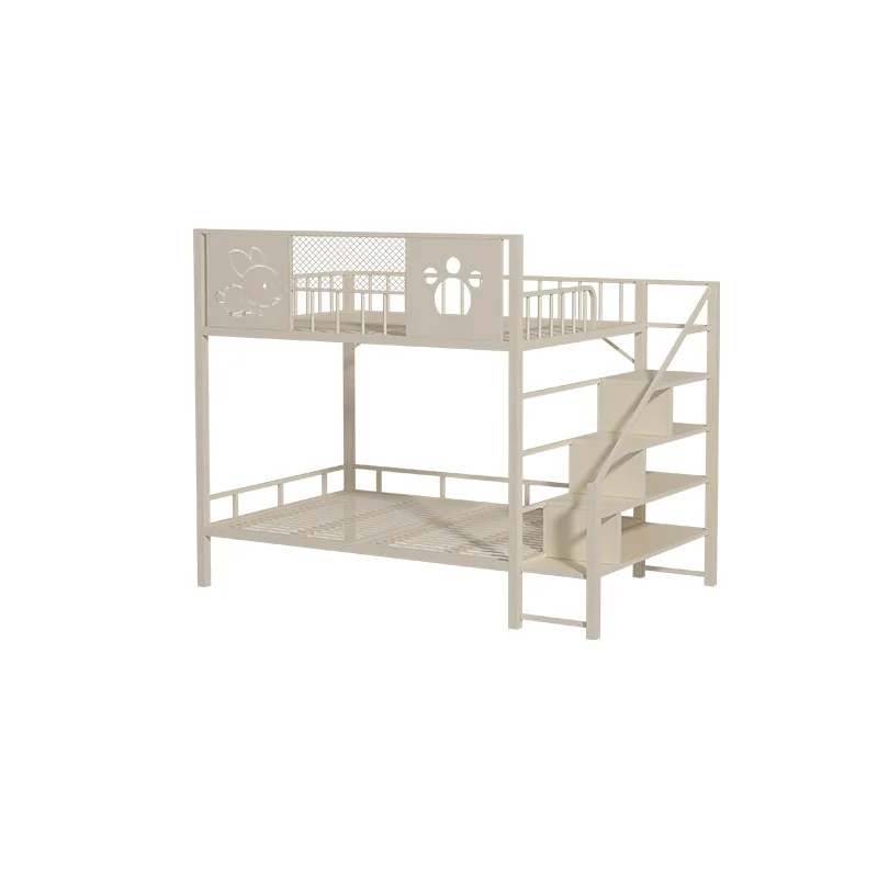 

Wrought iron elevated bed small apartment multi-functional double bed household space saving double iron bed frame