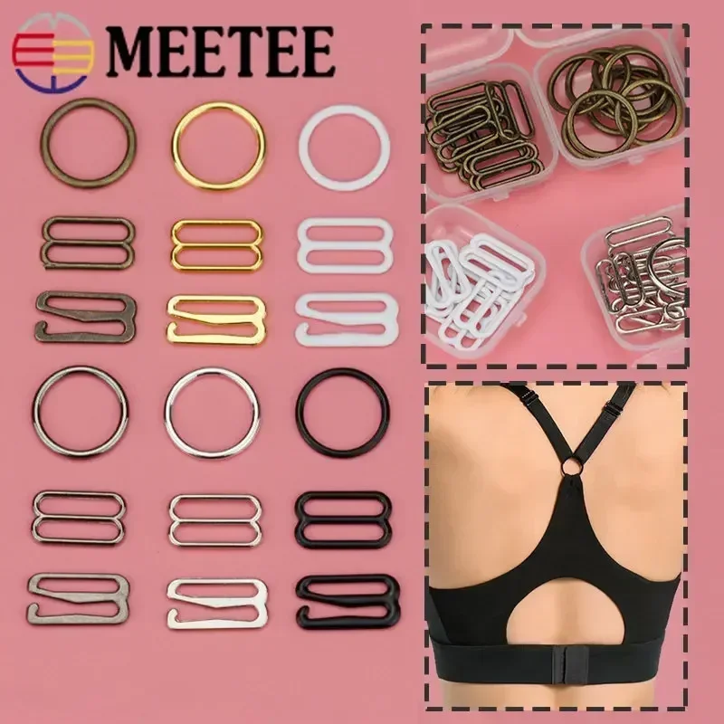 50Sets(150Pcs) 6-25mm Metal Bra Buckle Underwear Strap Adjust O Ring Buckles Bikini Connectors Hook DIY Clothes Sewing Accessory