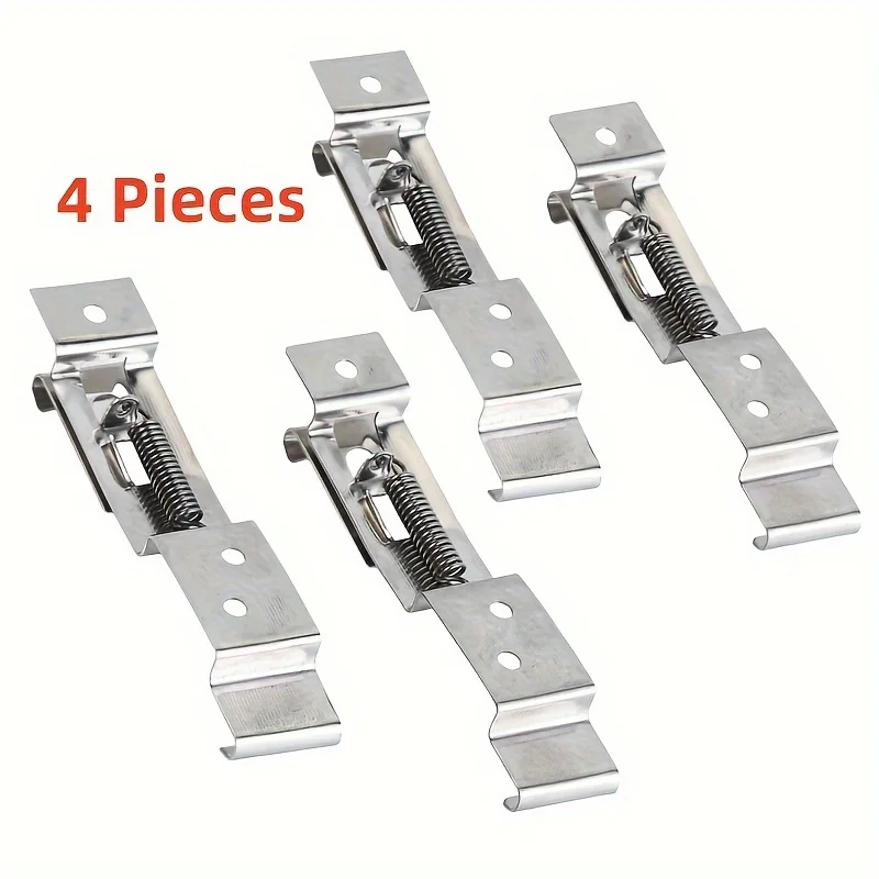 4 Pieces of Front Panel License Plate Clamps, License Plate Holder, Stainless Steel, Spring-Type License Plate Clamp. Suitable F