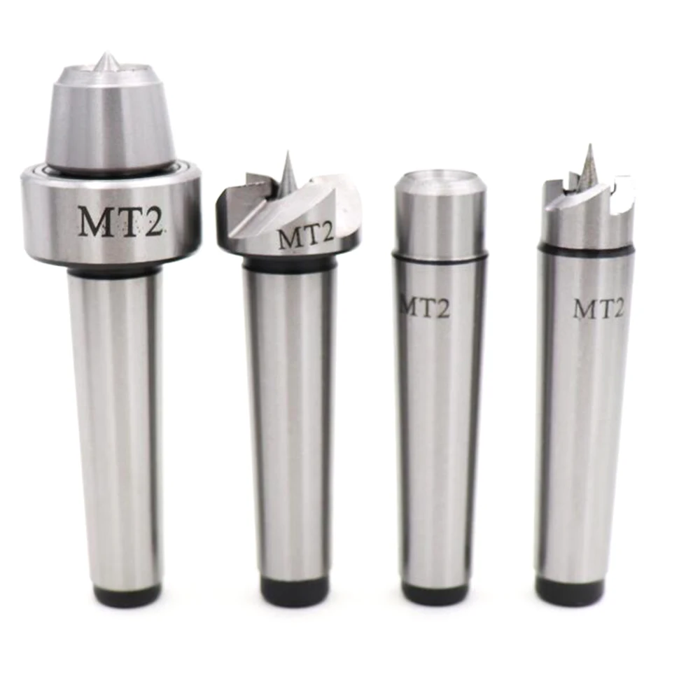 4PCS/SET Morse cone MT1 MT2 Live Center Thimble rotation Driver Dead Center With Wooden Case For Metal working Wood Lathe