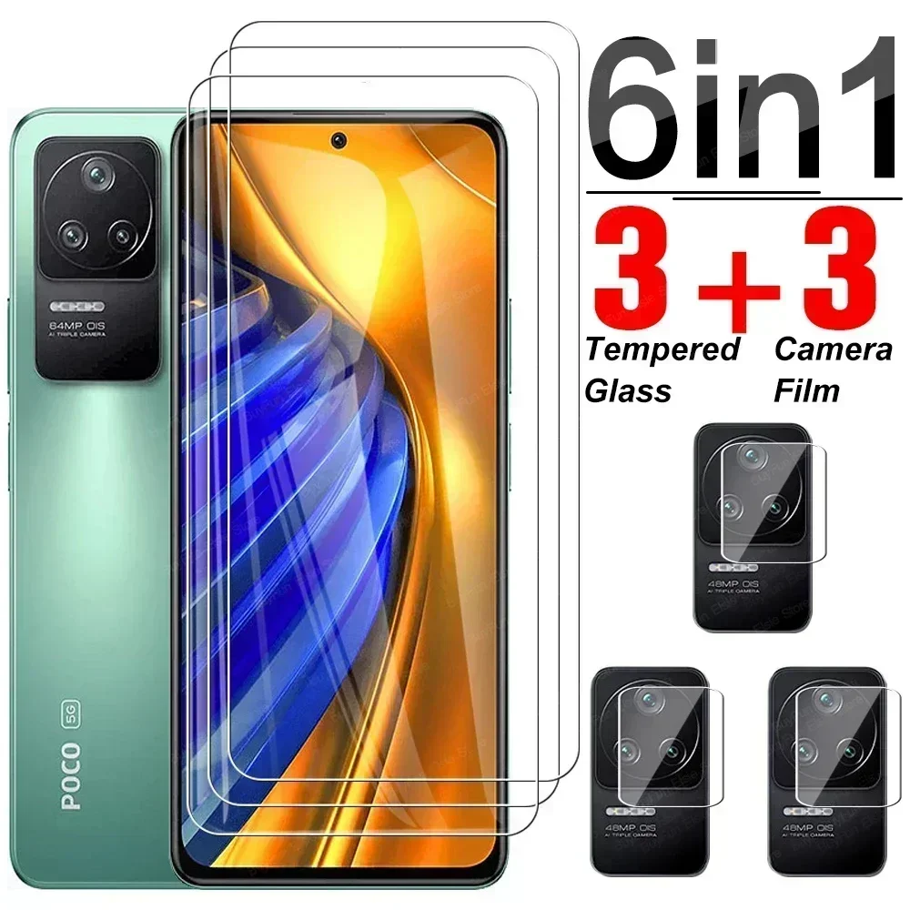 6 in 1 Tempered Glass For Xiaomi Poco F4 Full Cover Screen Protector Lens Film For Xiomi Xiami Poco F4 PocoF4 Protective Glass