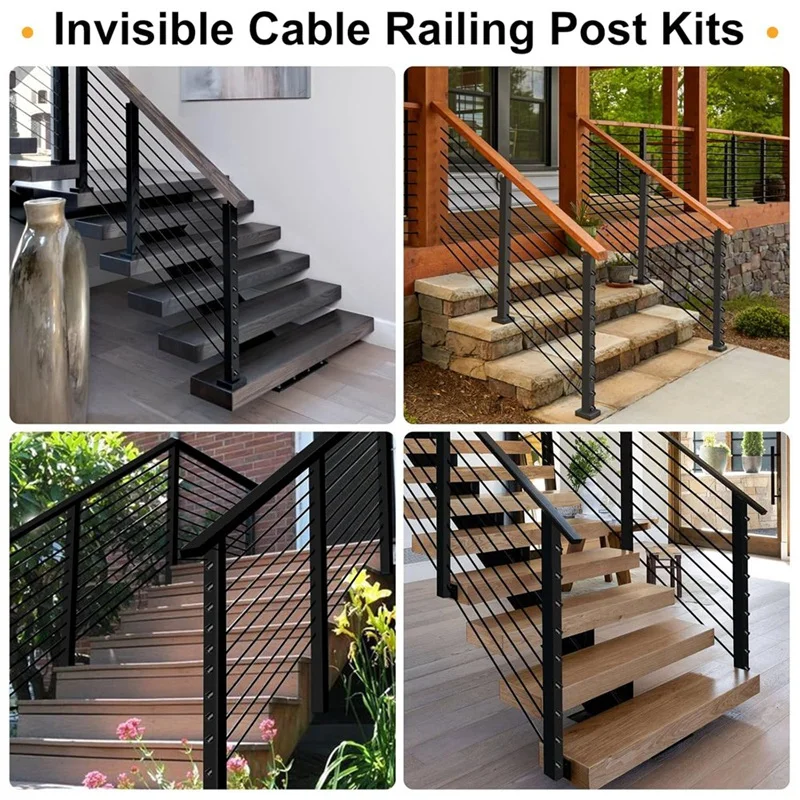 20Pack Black Invisible Cable Railing Kit, Marine Grade T316 Swage Tensioner And Terminal  For Cable Railing