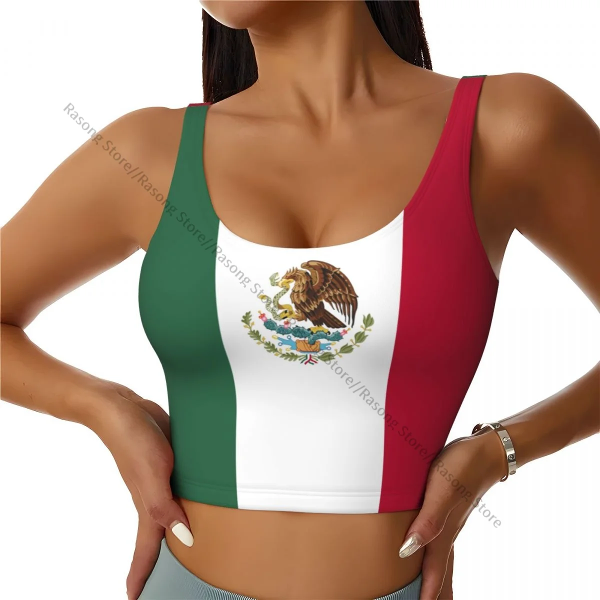 Women Sexy Sports Vest Mexico Flag Female Streetwear Sport Lingerie Tee Crop Top