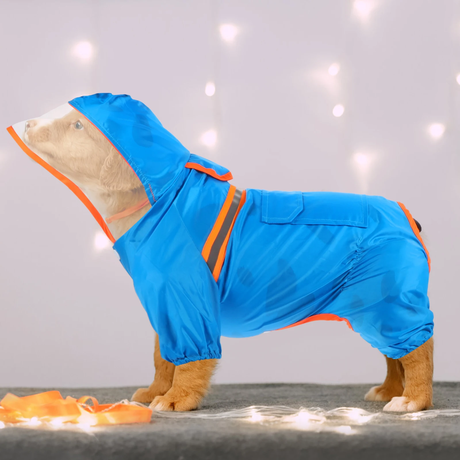 

Pet Raincoat Reflective Hooded Tpu Clothes Dog Raincoats Adjustable Poncho