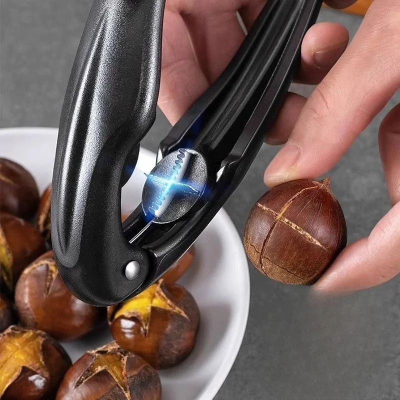 1pc Heavy-Duty Metal Chestnut Walnut Nutcracker Tool with Blade Lever Mechanism for Hazelnuts Acorns Pignoli Easy Shell Removal