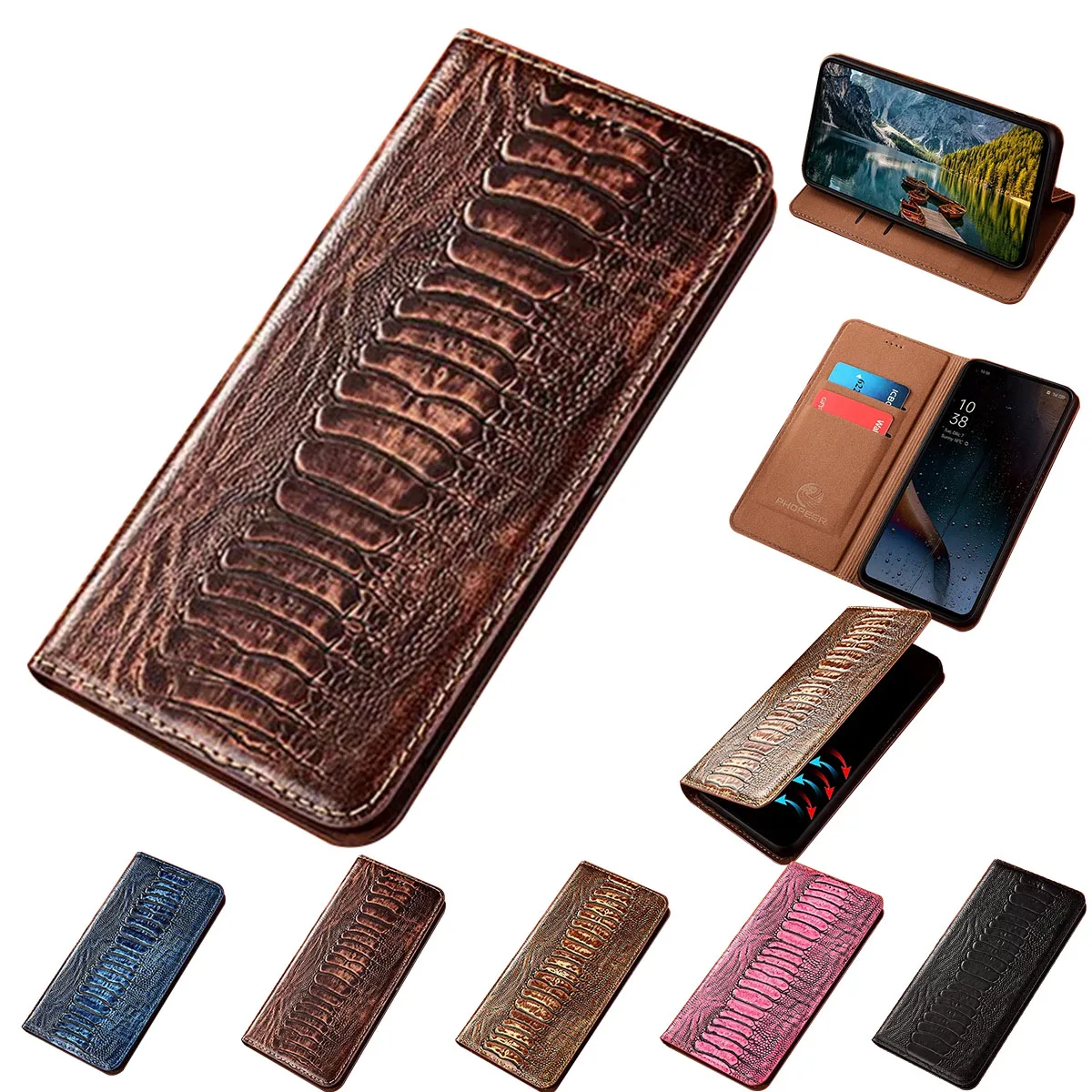 Natural Leather Case For TCL 50 SE 30E 30 Plus 20 Pro 20L 20S Magnetic Closed 2 Card Slots Shockproof Book Flip Cover Funda