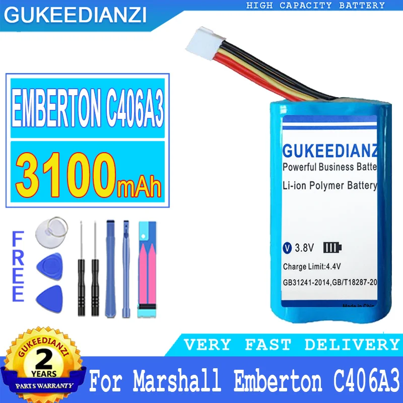 Imagem -04 - Gukeedianzi-bateria para Marshall Emberton Grande Potência Pt186502s C406a2 C406a3 3100mah 4100mah