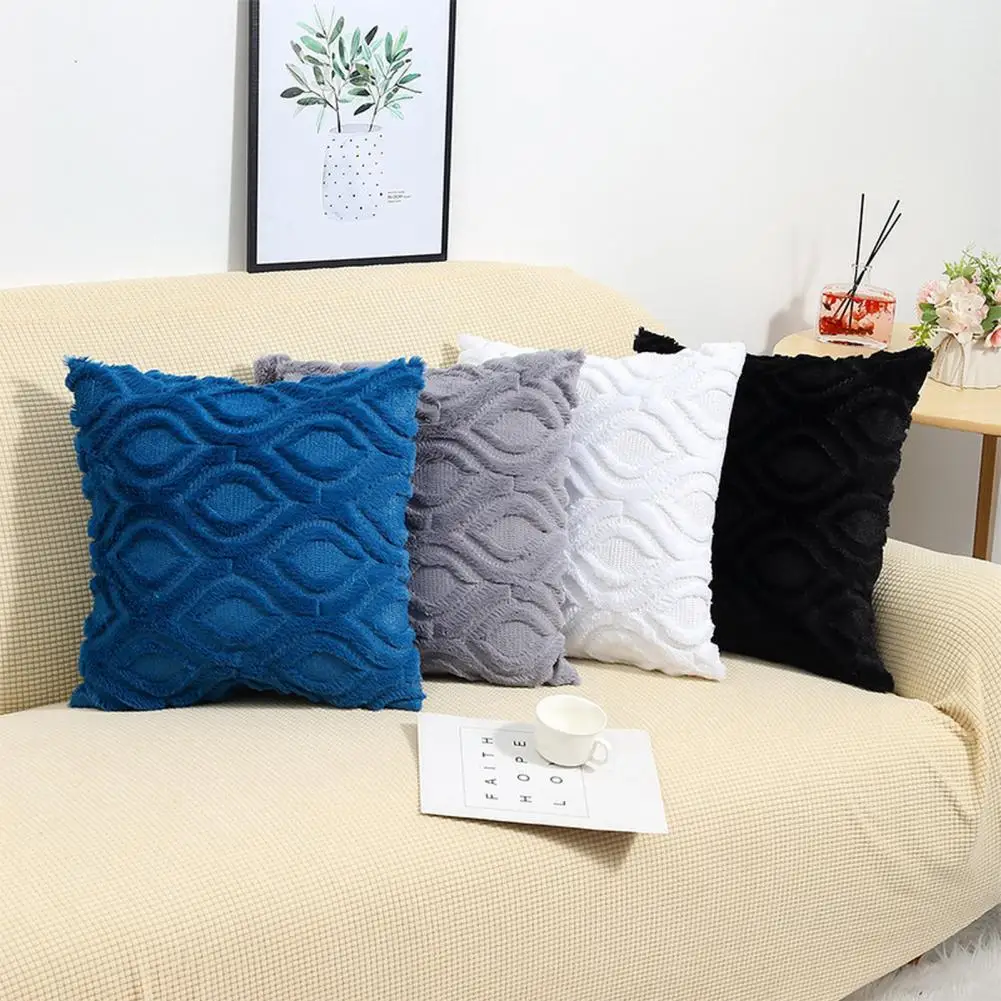 Pillow Case Zipper Soft Texture Plush Nordic Style Sofa Pillowcase Sofa Pillowcase Solid Home Bedroom Decoration Pillow Cover