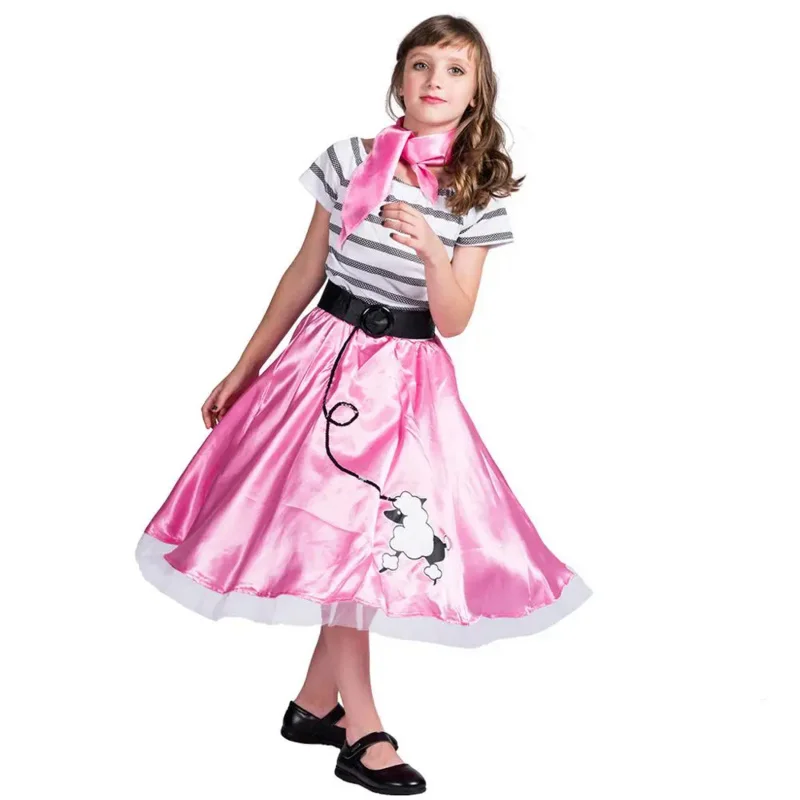 Snailify 50S Retro Roze Poedels Rok Kostuum Meisjes Vrouwen Halloween Cosplay Carnaval Feest Groep Verkleedkleding