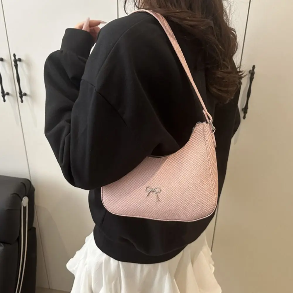 

Trendy PU Leather New Design Underarm bag Large Capacity Sweet Bowknot Armpit Bag Handbag Y2K Ladies Shoulder Bag Girls