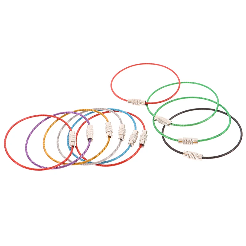 10 pcs150mm anello in fune metallica in acciaio rivestito di colore anello in filo di acciaio inossidabile con chiusura a vite ad anello per cavo piccolo anello
