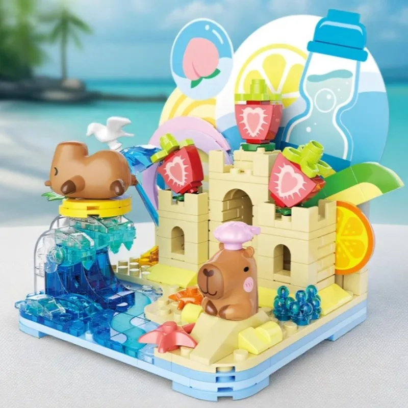 

Capibala Building Blocks Street Scene Assembling Toys Peaceful Camping Lying Flat Vacation Small Granule Model Ornaments Gifts