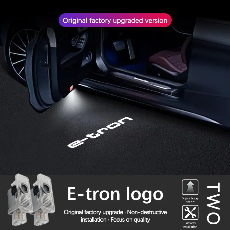 For Audi E-tron 2019 2020 2021 2022 E-tron Car Door Welcome Courtesy Shadow Projector Lamp LED HD Logo Light Car Accessories