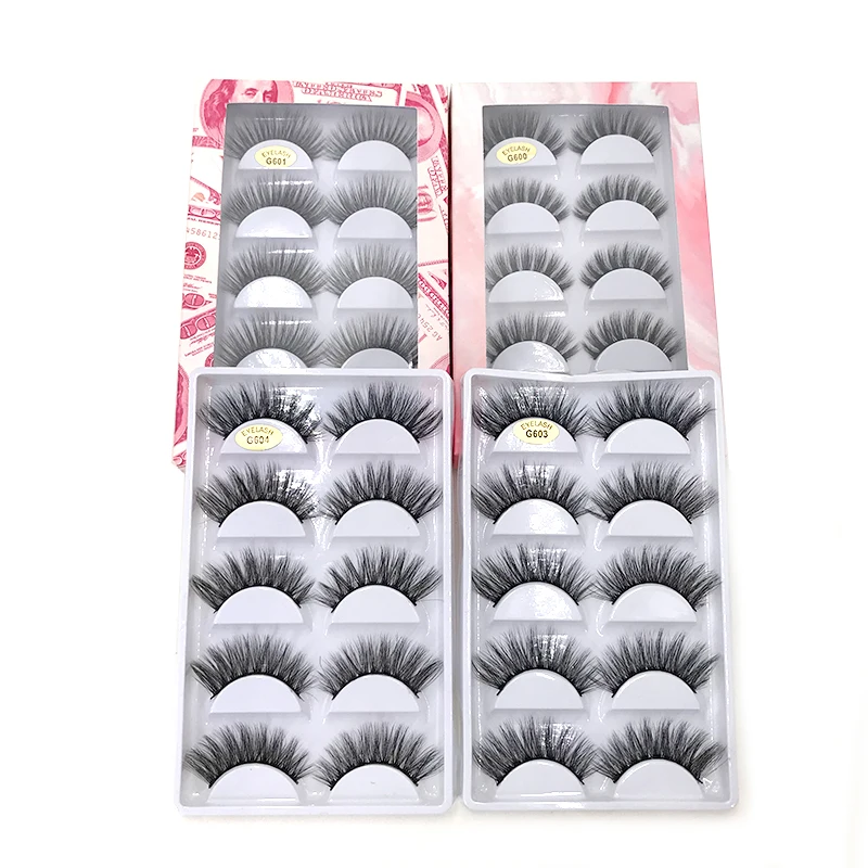 3D Faux Mink Strip Lashes with Lash Tweezer Spoolies Natural False Eyelashes 5 Pairs Eyelashes Book