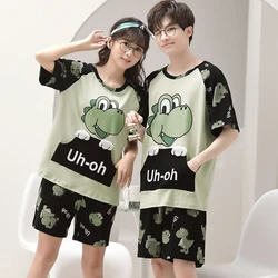 Conjunto de Pijama de verano para hombre y mujer, ropa de dormir con diseño de gato de Anime, de manga corta, holgada, coreana, para el hogar