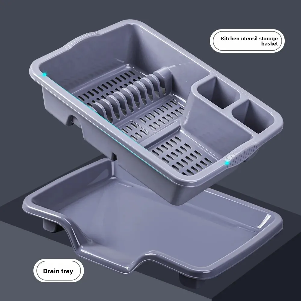 Kitchen Drain Basket Bowl Rack Dish Storage Holder Plastic Material Home Use Utensil Storage Box Dish Draining Rack