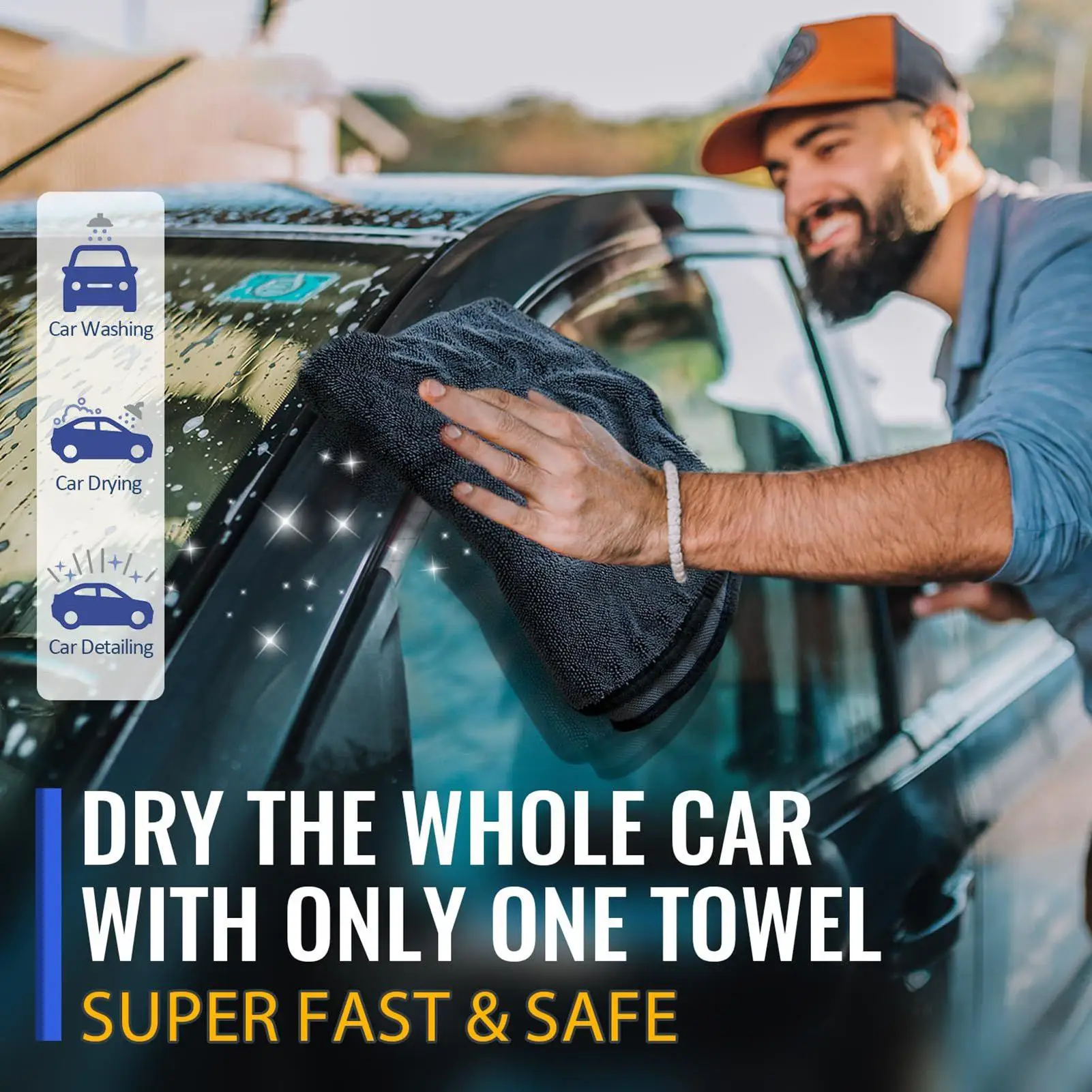 Car Towel Large Reusable Streak Free Microfiber Car Towels Cleaning Cloth For SUV RV Sedan Automotive Detailing Washing