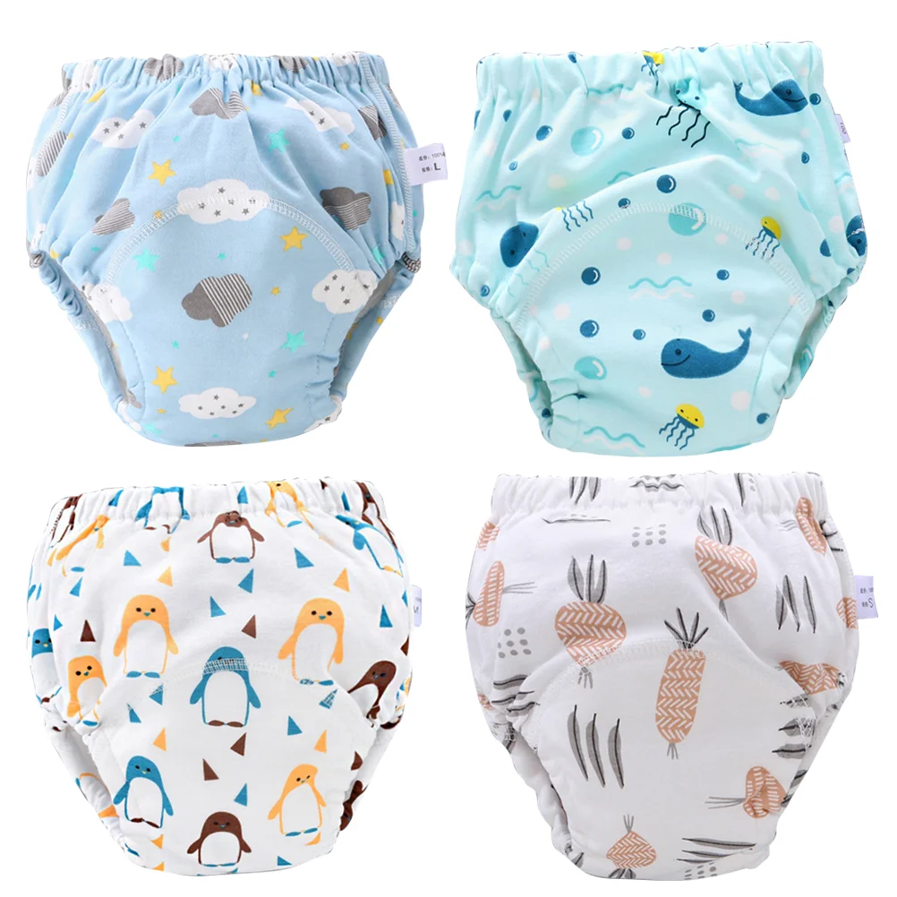 

4 Pcs Washable Diaper Breathable Diapers Baby Training Pants Learning Newborn Nappies