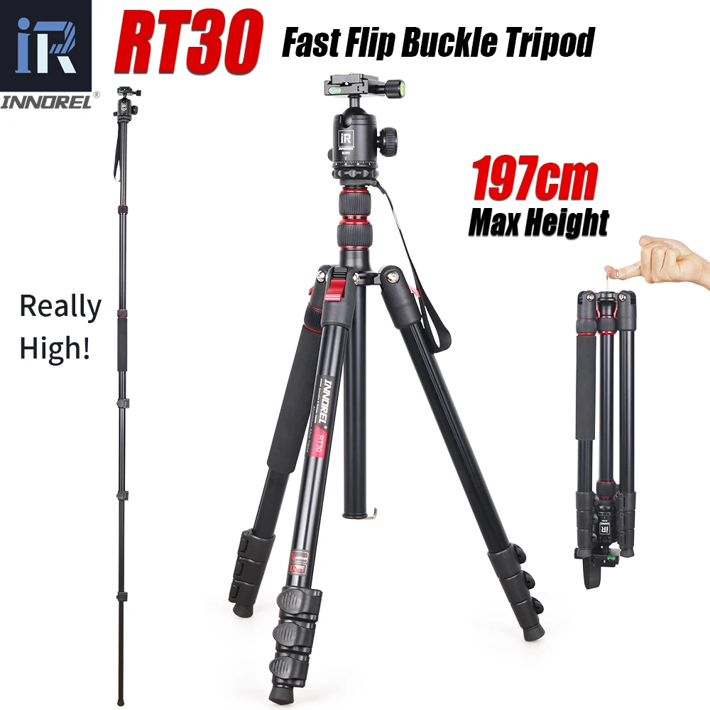 INNOREL RT30 Professional Tripod Monopod Aluminum Alloy Fast Flip Lock, Max Height 197cm For Outdoor Camera Video Recorder