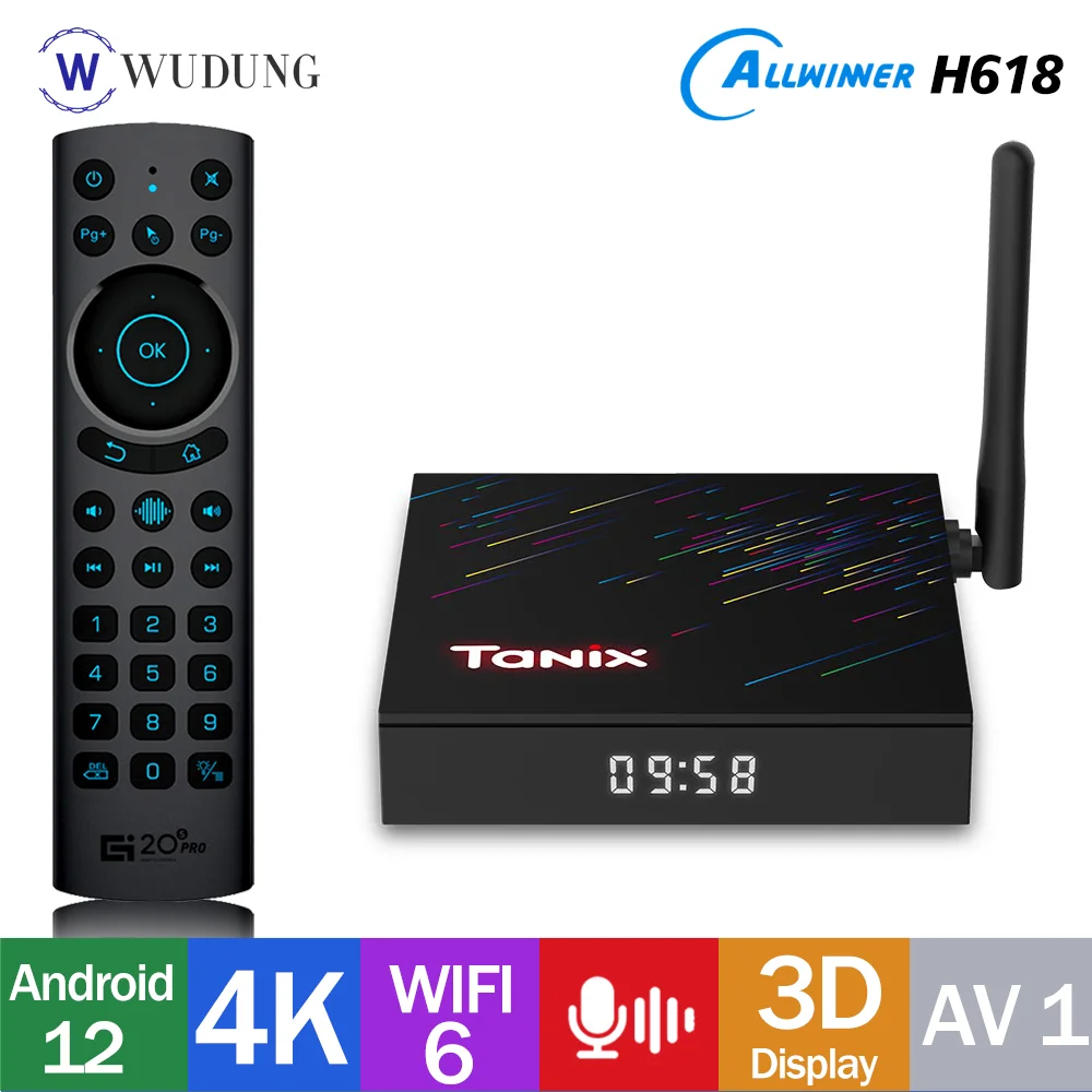 Tanix TX68 TV Box Android12 Allwinner H618 BT AVI 3D 2.4G&5G Wifi6 4K HDR 2GB/4GB RAM 16GB 32GB/64GB مشغل الوسائط مجموعة الصندوق العلوي