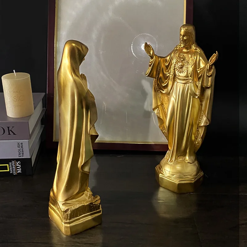 Virgin Mary Statue Catholic Religious Mexico Our Lady of Lourdes Statue Mother God Resin Figurines Desktop Decor Blessed Jesus