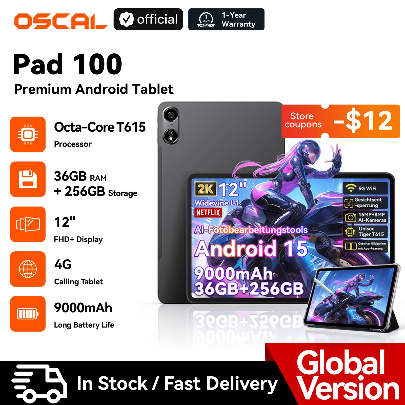 Blackview OSCAL PAD 100 12 2K Tablet 12GB 256GB