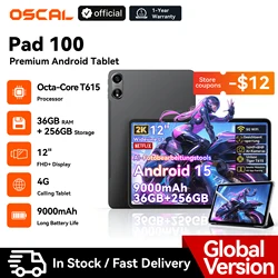 Blackview OSCAL PAD 100 Tablet PC 12'' 2K FHD+ IPS Tablet Android 15 Unisoc T615 36GB(12+24) RAM 256GB ROM 4G LTE 9000mAh GPS
