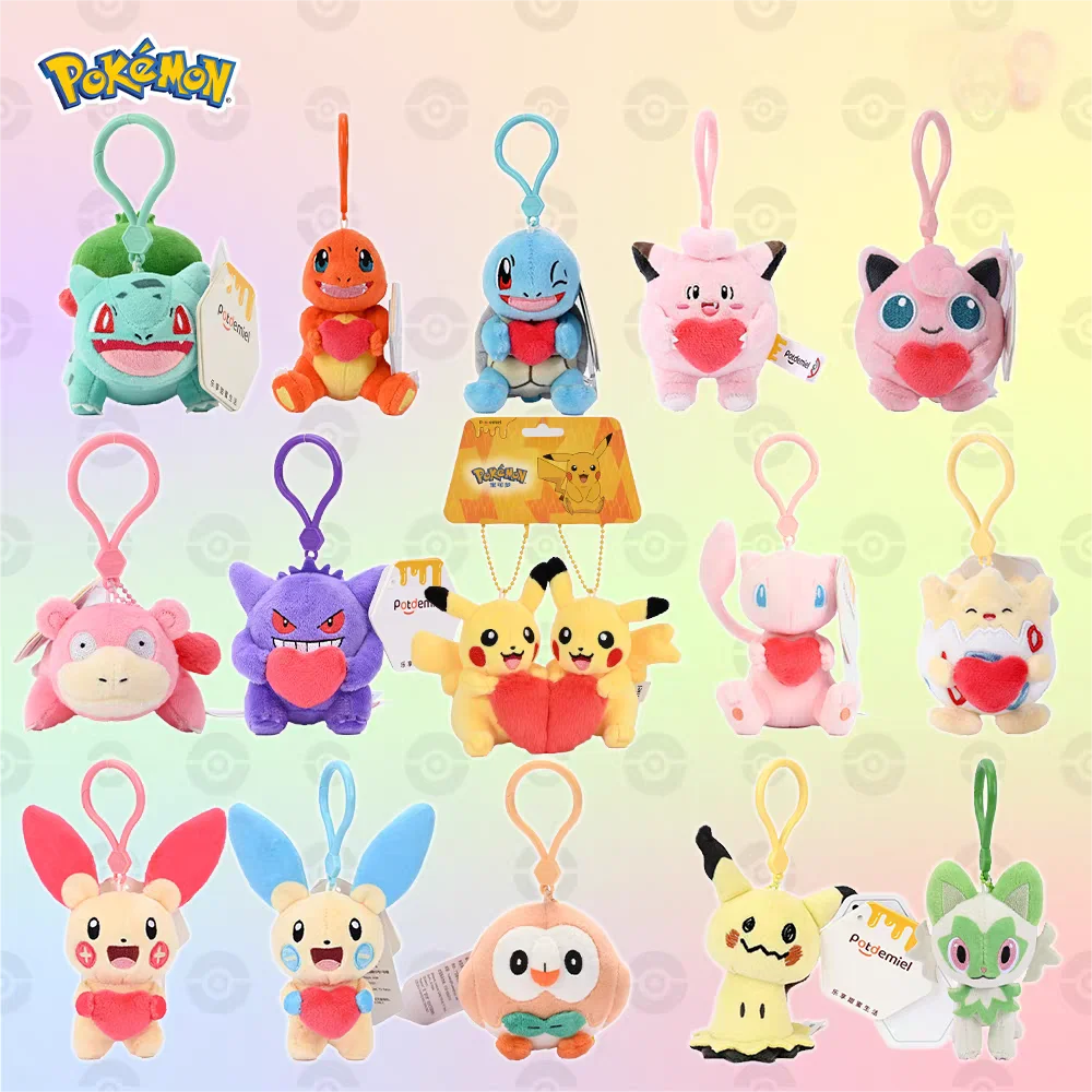Pokemon Pikachu Bulbasaur Gengar Mimikyu Plusle Minun Kawaii Plush Stuffed Toy Keychain Backpack Pendant Keyring Birthday Gifts