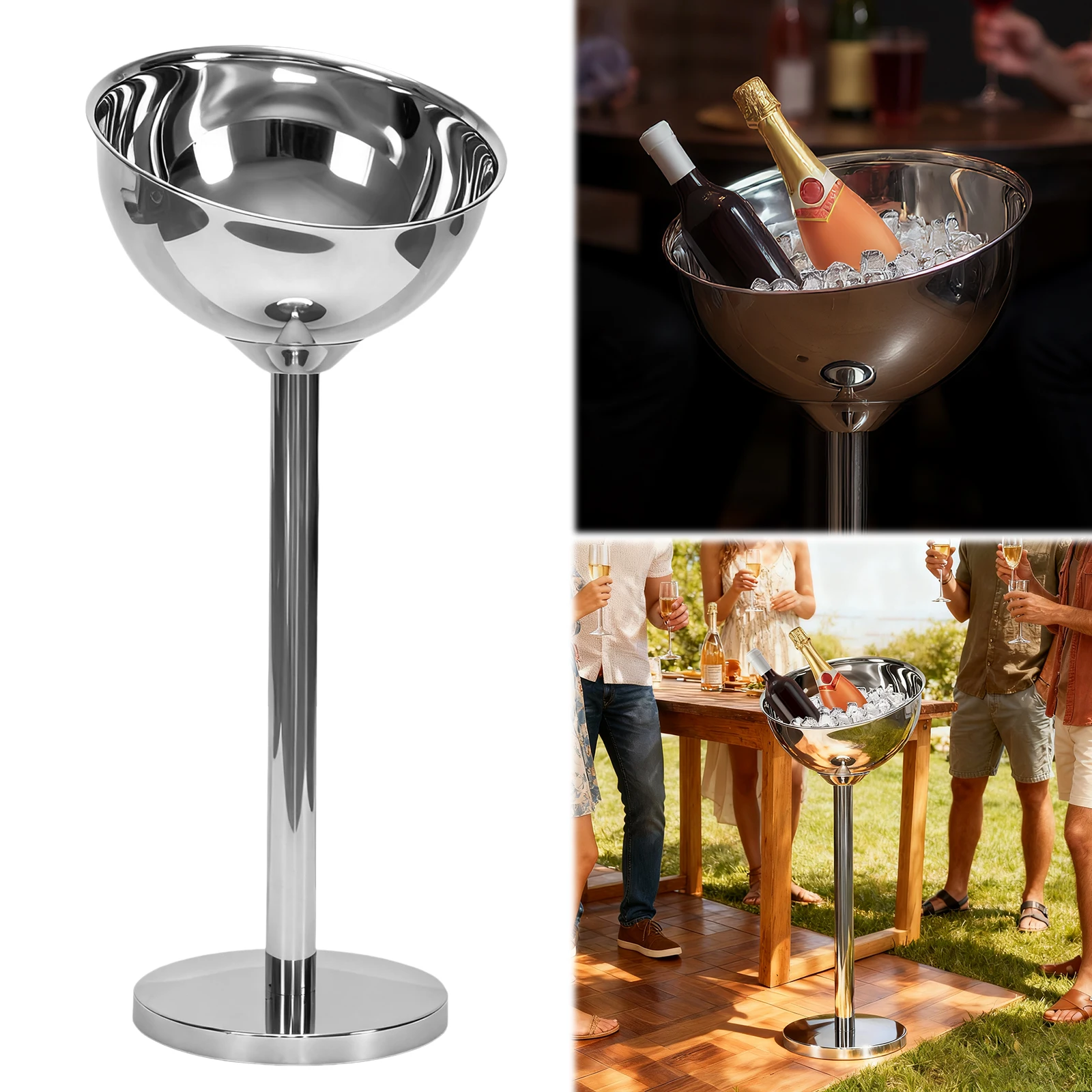 

Champagne Ice Bucket Stainless Steel Standing Ice Bucket Champagne Wine Bucket for Party Bar KTV Home