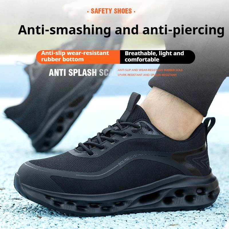 Atmungsaktive Low-Top-Arbeitsschuhe, leichte Sicherheitsschuhe, Stahlkappenstiefel für Herren, verstellbare Wanderstiefel, lässige Wanderschuhe