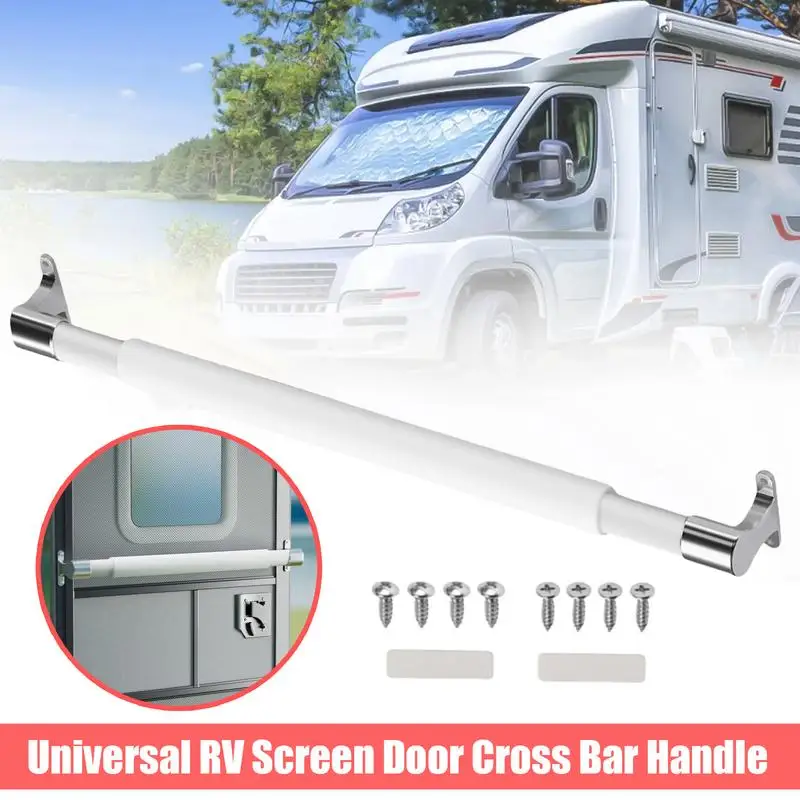 RV Screen Door Push Bar Camping Car Screen Door Handle Trailer Gates Handle Bar Zinc Alloy For 21.5-32 Inches Adjustable Range