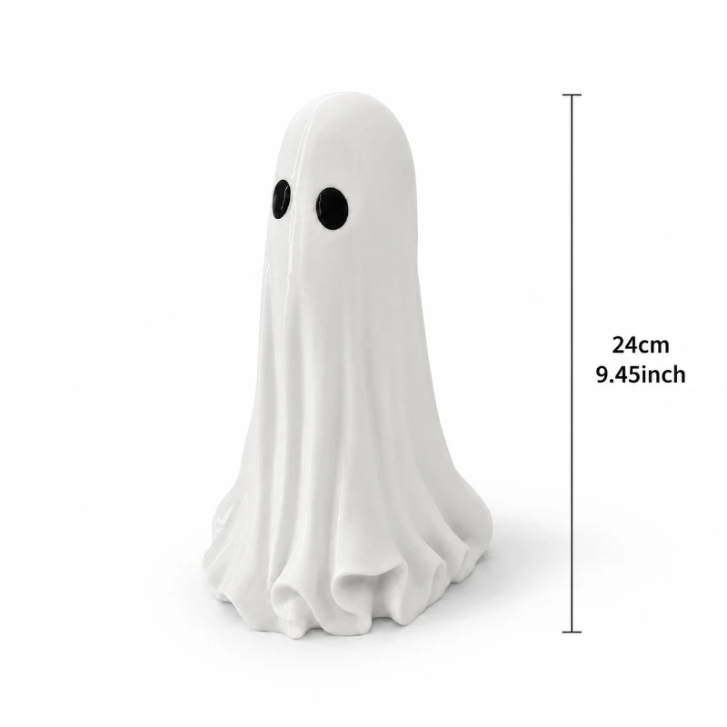 New Glowing Ghost Lamp Ornament Halloween LED Night Light Spooky Cute Resin Desk Tabletop Decor For Home Shelf Party Gift Art