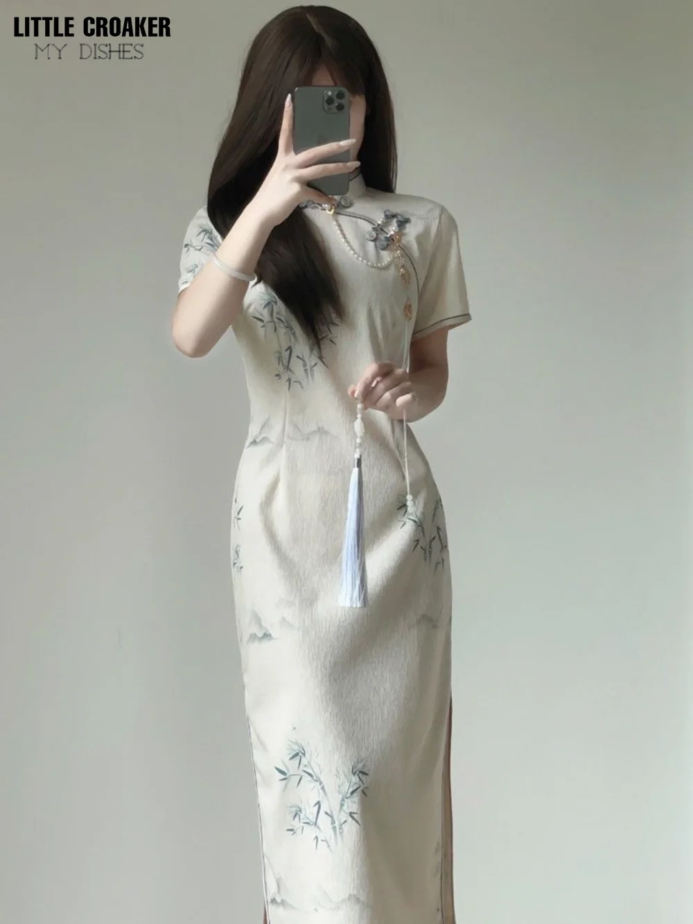 

Women 2023 Summer New Warm Cheongsam Vintage Republic Style Simple and Elegant Qipao Young Girls Improved Dress Long