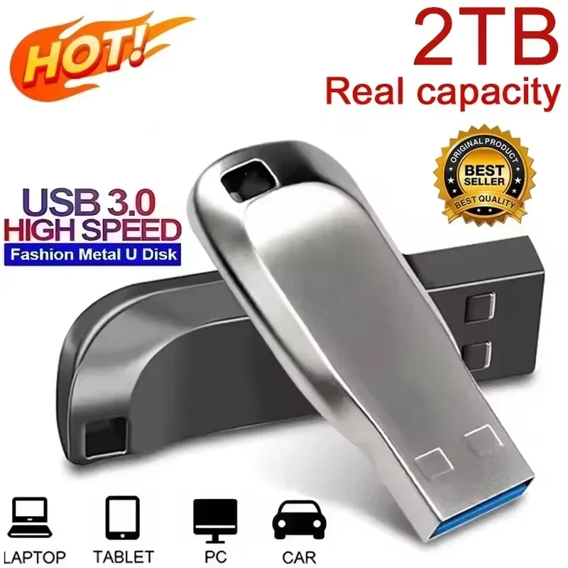 2TB Flash Drive USB 3.0 Mini High Speed Metal Pendrive 512GB 1TB Large Capacity Waterproof Memory Stick U Disk For Car Phone PC
